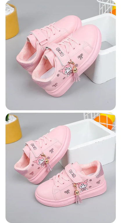 2025 Children's Little White Shoes Girls' Student Flat Bottom Casual Sports Shoes Low Top Spring Korean Plate Shoes.