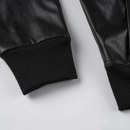 AltGoth Harajuku Streetwear Pu Leder Jacke Mall Gothic Cyber Punk Rollkragen Crop Mäntel Hipster Dark Grunge Rave Outfit Femme