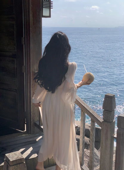 Strand Stil Chiffon Y2k Mini Kleid Büro Dame Casual Langarm Elegante Einteilige Kleid Koreanische Mode Kleidung Sommer 2023