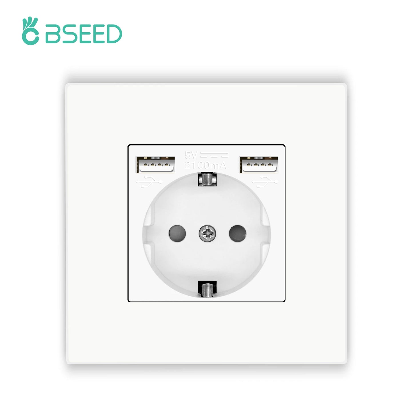 BSEED EU-Wandsteckdosen Typ C USB-Steckdosen Doppelte Steckdosen Dreifachsteckdosen Kunststoffrahmen Deutschland Steckdose mit Dual-USB.