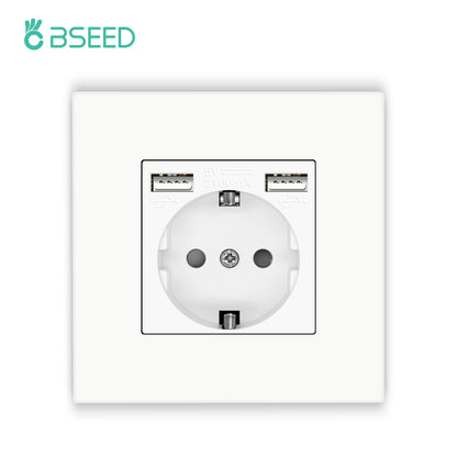 BSEED EU-Wandsteckdosen Typ C USB-Steckdosen Doppelte Steckdosen Dreifachsteckdosen Kunststoffrahmen Deutschland Steckdose mit Dual-USB.