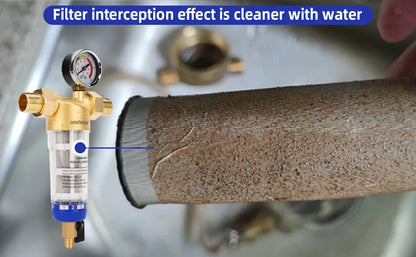 OSWNKW-05 Pre Filter Purifier Whole House Spin Down Sediment Water Filter Central Prefilter System Backwash Stainless Steel Mesh.