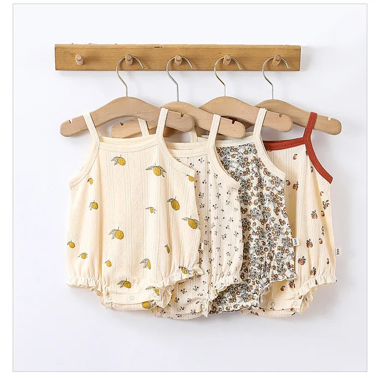 0-24m Neugeborenes Kind Baby Stram pler Mädchen Jungen Sommerkleid ung ärmel los schulter frei Overall niedlichen süßen Bodysuit Outfit.
