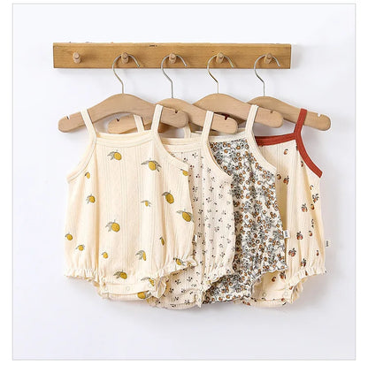 0-24m Neugeborenes Kind Baby Stram pler Mädchen Jungen Sommerkleid ung ärmel los schulter frei Overall niedlichen süßen Bodysuit Outfit.