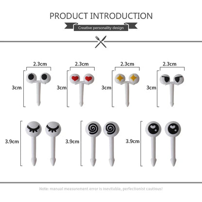 10/30/50Pcs Mini Skewers Cute Cartoon Eyes Kawai Lunch Bento Box Food Fruit Picks Fork Sticks Buffet Sandwich Toppers Decor fork.