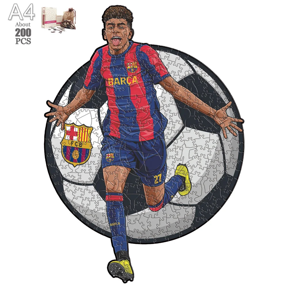 Soccer Player Wooden Puzzle for Football Fan Sports Star Wood Jigsaw Advanced Difficulty A3 A4 Size Puzzles