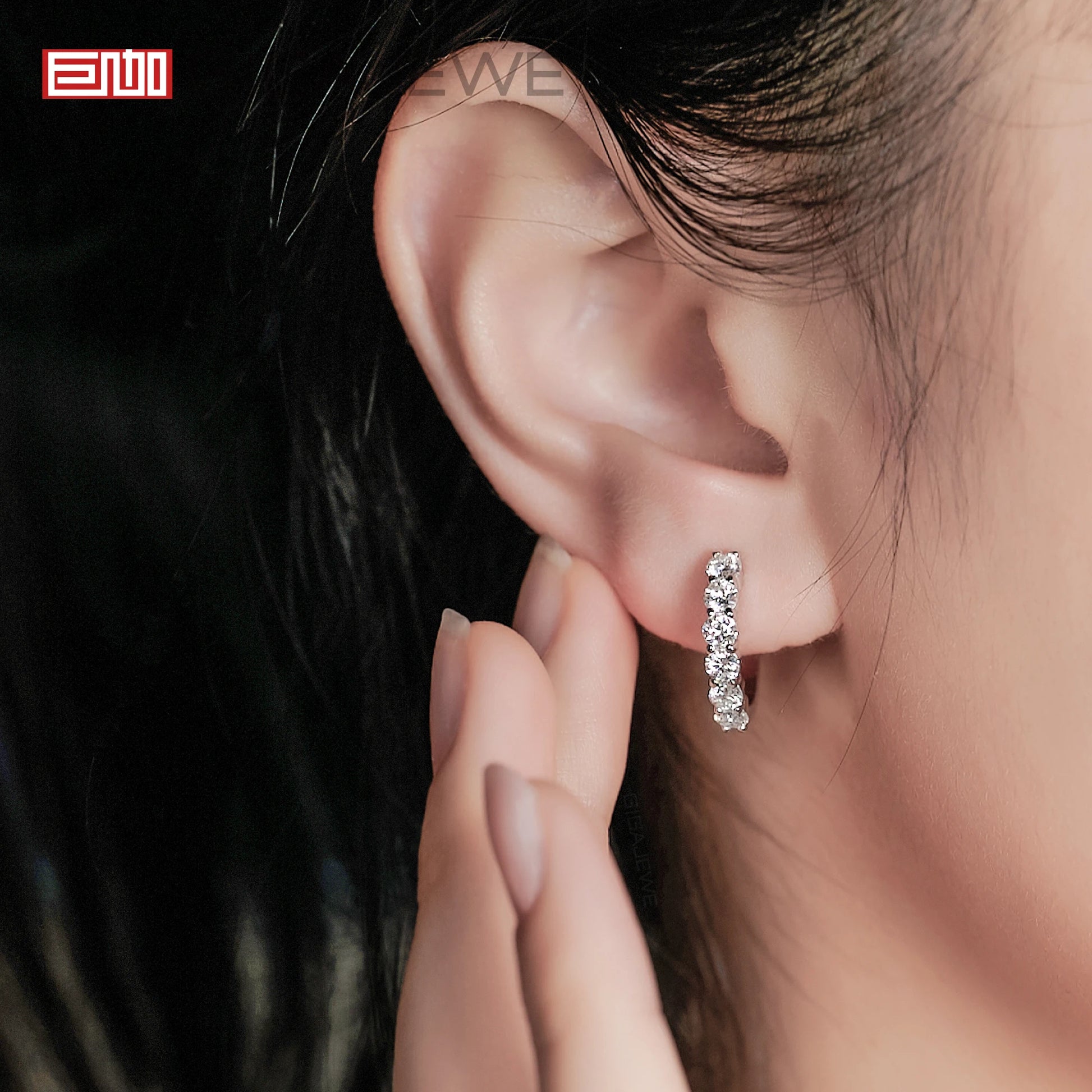 GIGAJEWE Hoop Earring Moissanite Natural Blue Color VVS1 S925 Silver 18K Gold Plated Diamond Test Passed Jewelry Woman Wife Gift.