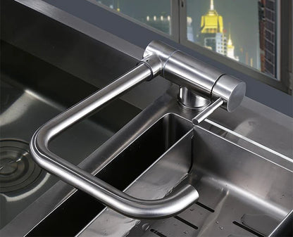 Stainless Steel Kitchen Faucet Lead-Free Folding Mixer 360 Degree Swivel Single Handle Nickel Kitchen Sink Taps