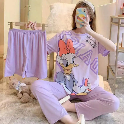 3 Teile/satz Damen Pyjamas Freizeit Sommer Homewear Set süße Pyjamas Minnie Cartoon Pyjama.