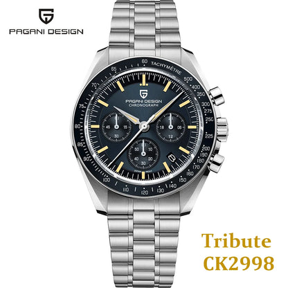 PAGANI DESIGN 2025 New Saturn Men's Watches Top Luxury Quartz Watch Men Light Tan Chronograph AR Sapphire crystal Wristwatch Men