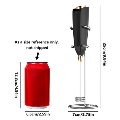 Electric Milk Frother Handheld for Coffee Mini Drink Mixer Whisk Coffee Foamer Wand with Stand for Lattes Cappuccino Gift Idea.