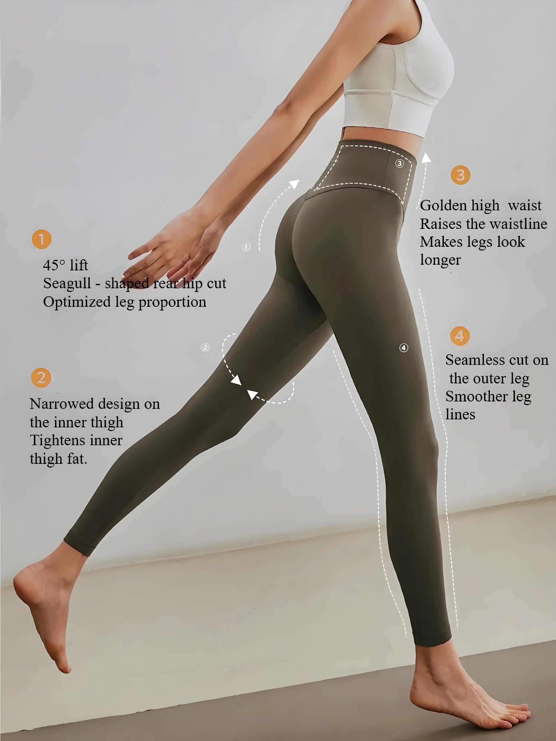Women's High Waist Butt Lift Yoga Pants - No Camel Toe, Buttery Soft Naked Feeling, Peach Hip, Seamless Gym Running Leggings.