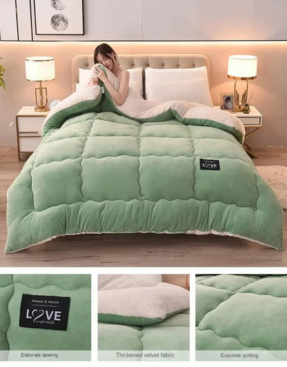 Lamb Velvet Winter Quilt Machine Washable Soft and Warm Blanket Spring and Autumn Quilt Super Warm Bedding Queen Comforter 겨울 이불