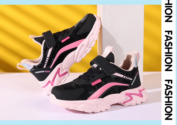 Kids Casual Pink Girls Leather Shoes Fashion For 7-15y Lightweight Running Young Student's Children Sports Girl's Shoe NBGAGA.