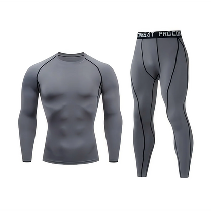 New Men's Tracksuit Gym Fitness Running 2 Pcs/Set Quick Dry Sweat-absorb Compression Sport Suit Clothes Jogging Sport Wear S-3XL
