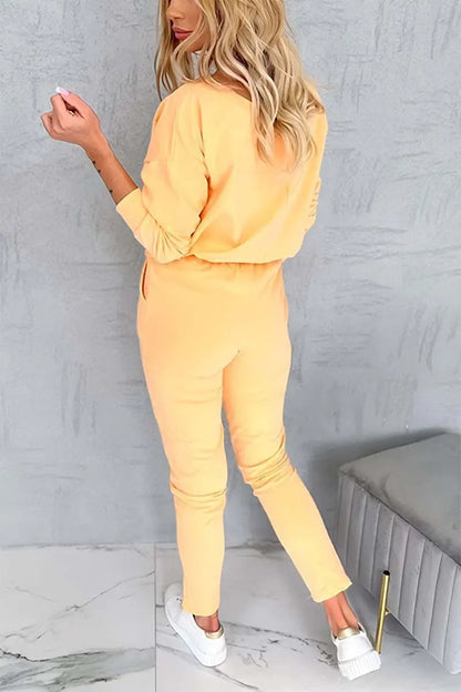 New Letter Printed Women's Two-piece Set Casual Sports Suit Autumn Long-sleeved T-shirt Top + Small Leg Trousers 2-piece Sets.