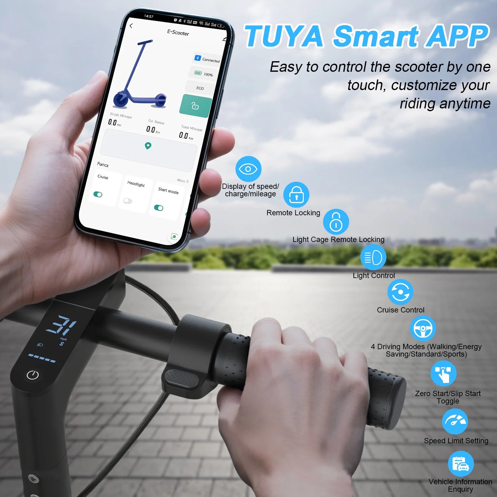 ATSANT LP10 Electric Scooter 500W Powerful Motor 42V10.5Ah 35KM/H 35KM Long Range 10Inch Tyre with APP Shock Absorbing EScooter.