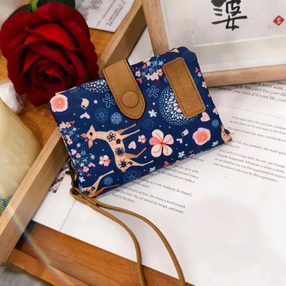 Women Cute Zipper Hasp Short Wallet PU Leather-Capacity Coin Purse Money Bag Frosted Printing ID Card Holder Girl Cute Clutch.