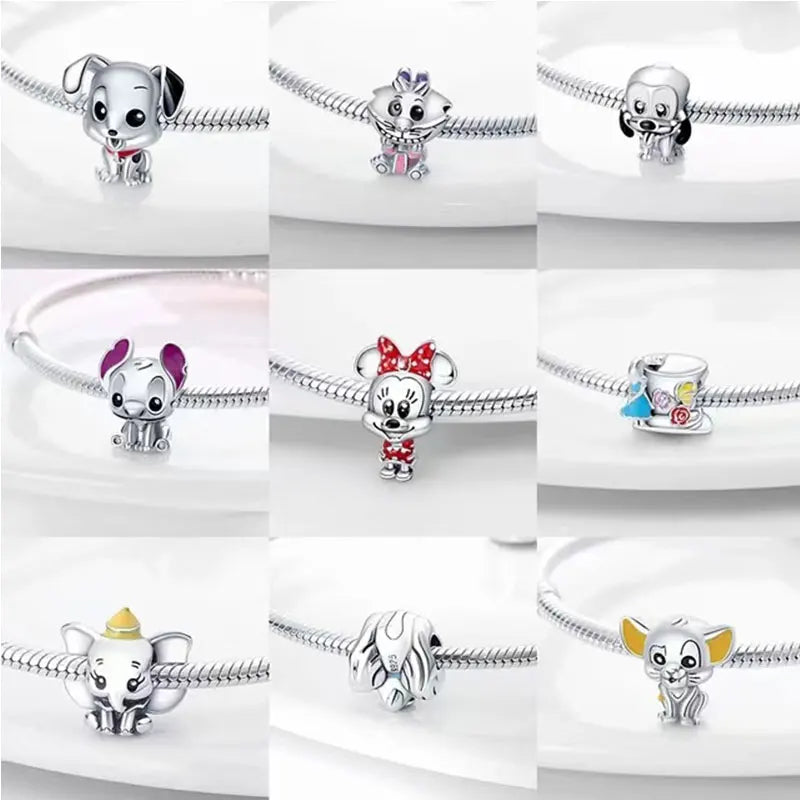 100% 925 sterling silver Disney 100th anniversary charm beads suitable for original DlY bracelet, women's fashion gift.
