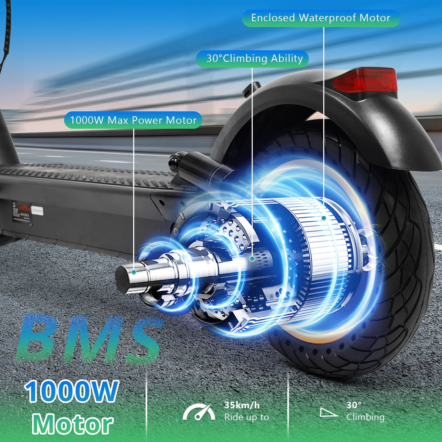 A1MAX Electric Scooter 500W Powerful Motor 35KM/H 45KM 42V14.5AH Battery 10Inch Pneumatic Tyres Smart Foldable EScooter.