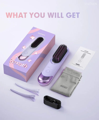 ENCHEN 2in1 Hair Straightener Brush Professional Electric Hair Stuff 200 Million Negative Ions Electric Brushes Hair Tools H100.
