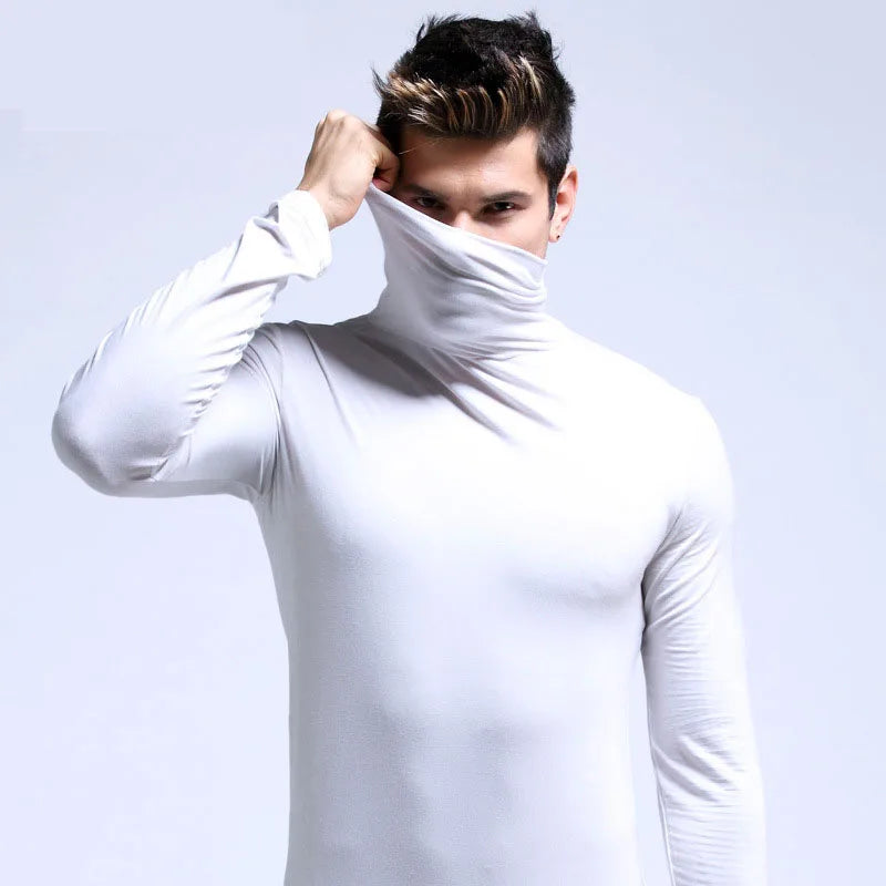 2023 new Sweater Men Solid Color Turtleneck Pullovers Pull Homme Men's cold Blouse Winter Long Sleeve T Shirts.