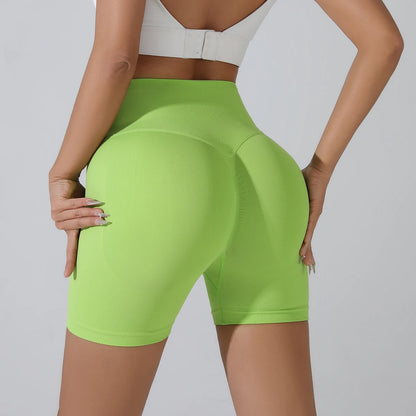 Summer High-Waist Women's Yoga Shorts Breathable Fitness Shorts Butt Lift Sports Running Cycling Push-Up Workout Gym Shorts.