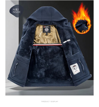 Maxbarley Brand Winter Fleece Jacket Men Casual Thickened Wool Coat Athleisure Design Warm Fashion Hooded Jackets Snow Ski Suit.