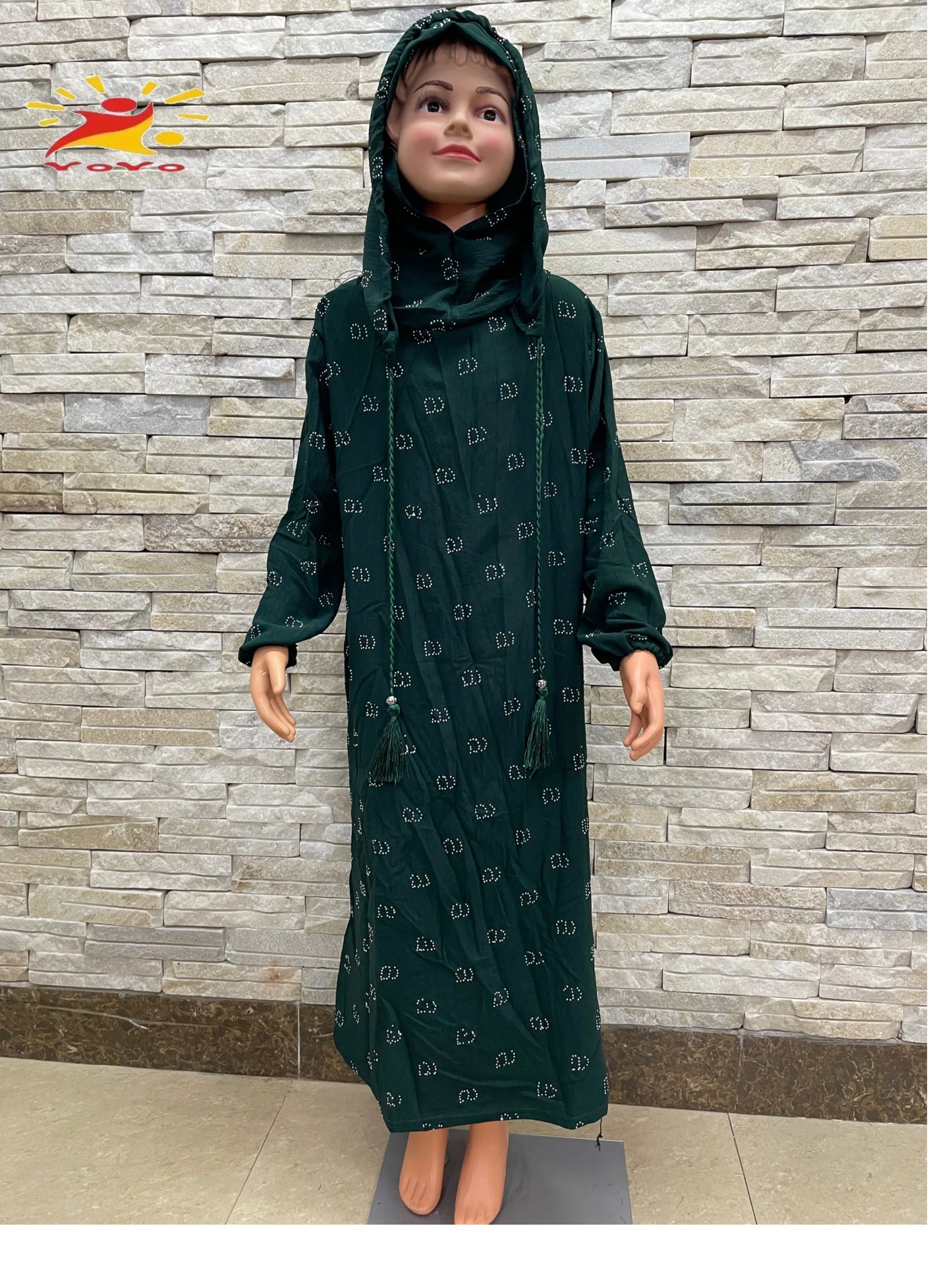 Eid Kids Cotton Prayer Garment Dress Muslim Girls Long Khimar Hijab Turkey Abaya Dresses Islamic Dress Full Cover Robe Ramadan.