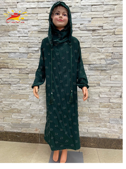 Eid Kids Cotton Prayer Garment Dress Muslim Girls Long Khimar Hijab Turkey Abaya Dresses Islamic Dress Full Cover Robe Ramadan.