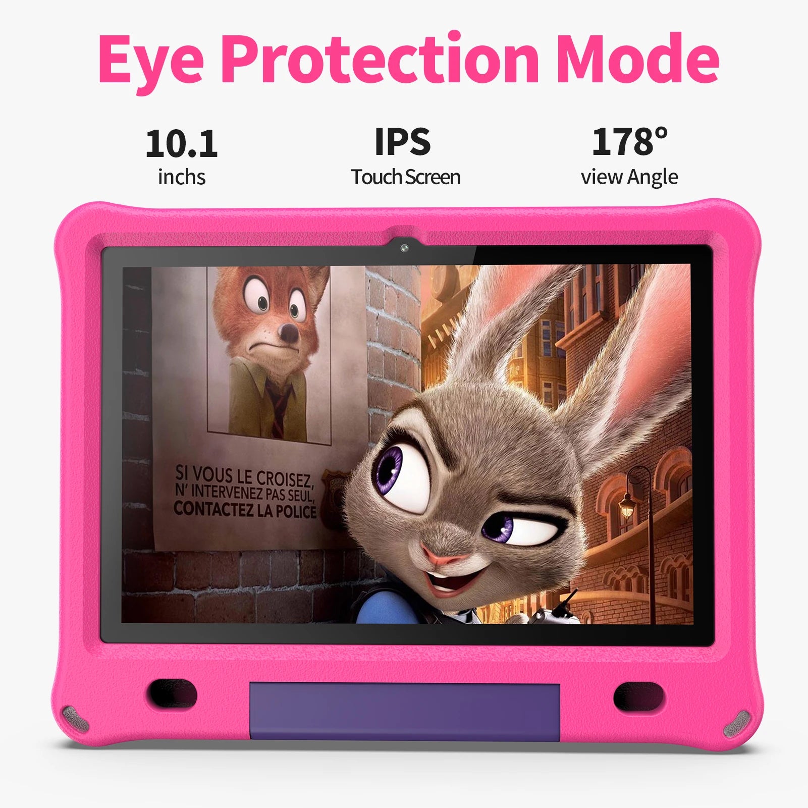 Pritom 10.1 Inch Kids Tablet Android 12 WIFI 6 Quad Core Processor 3GB RAM 64GB ROM YouTube with EVA Protective Case.