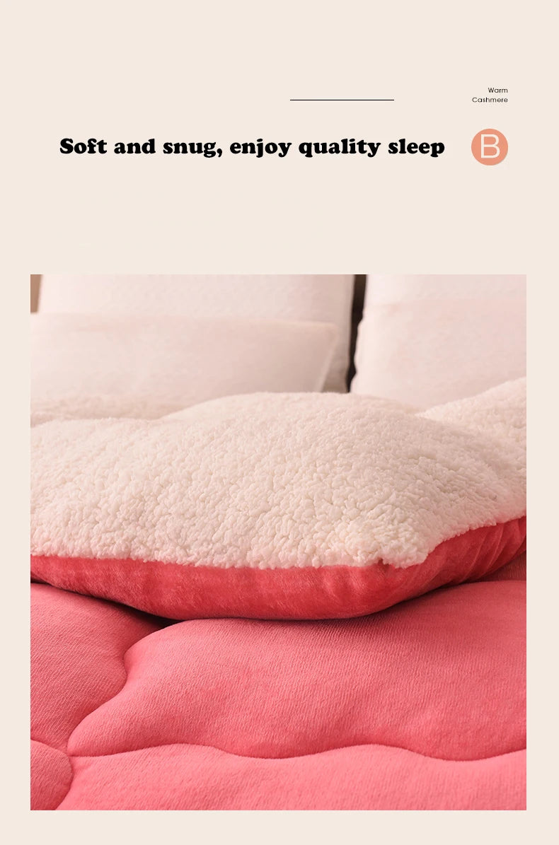 Solidcolor double-sided Duvet Lamb Wool flannel quilt warm comfort mattress in winter bedroom dormitory Thicken Weight Blanket.