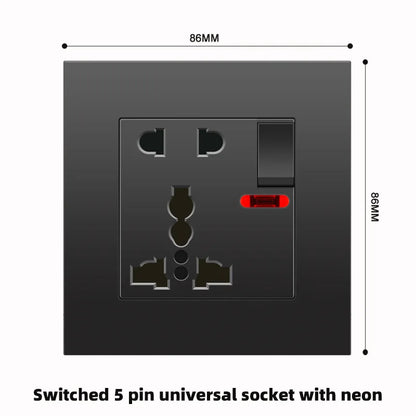 Schwarze UK 13A Wandsteckdose mit USB Typ C 18W Schnelllade-Steckdose, Wandsteckdose mit USB-Ladegerät, Schalter mit Steckdose
