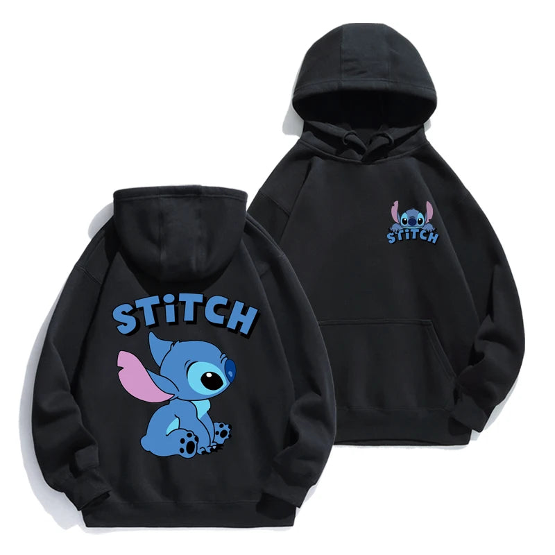 Stitch Hoodie Disney Autumn and Winter Cartoon Anime Long Sleeved Loose Fitting Clothes Couple Outfit Jacket.