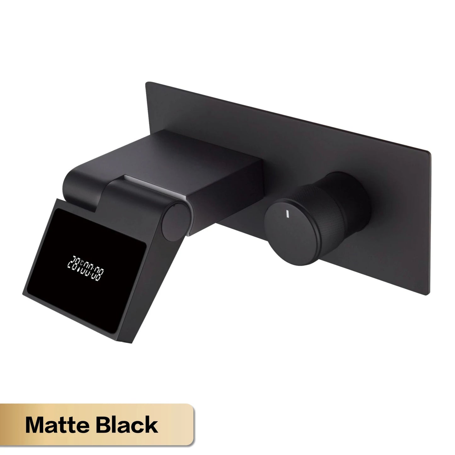 Luxury gun gray brass wall mounted bathroom faucet with LED digital display Single handle hot & cold water embedded bathroom Tap