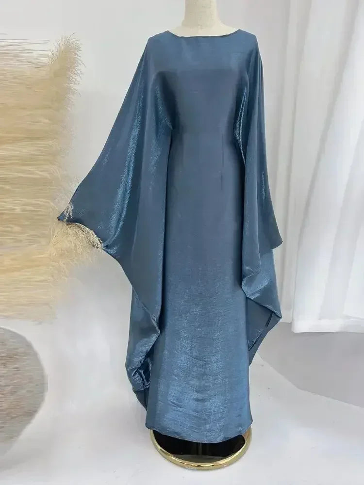 Summer Butterfly Batwing Satin Shiny Abaya Dubai Luxury 2024 Islam Muslim Maxi Kaftan Dress Kebaya Abayas for Women Vestidos