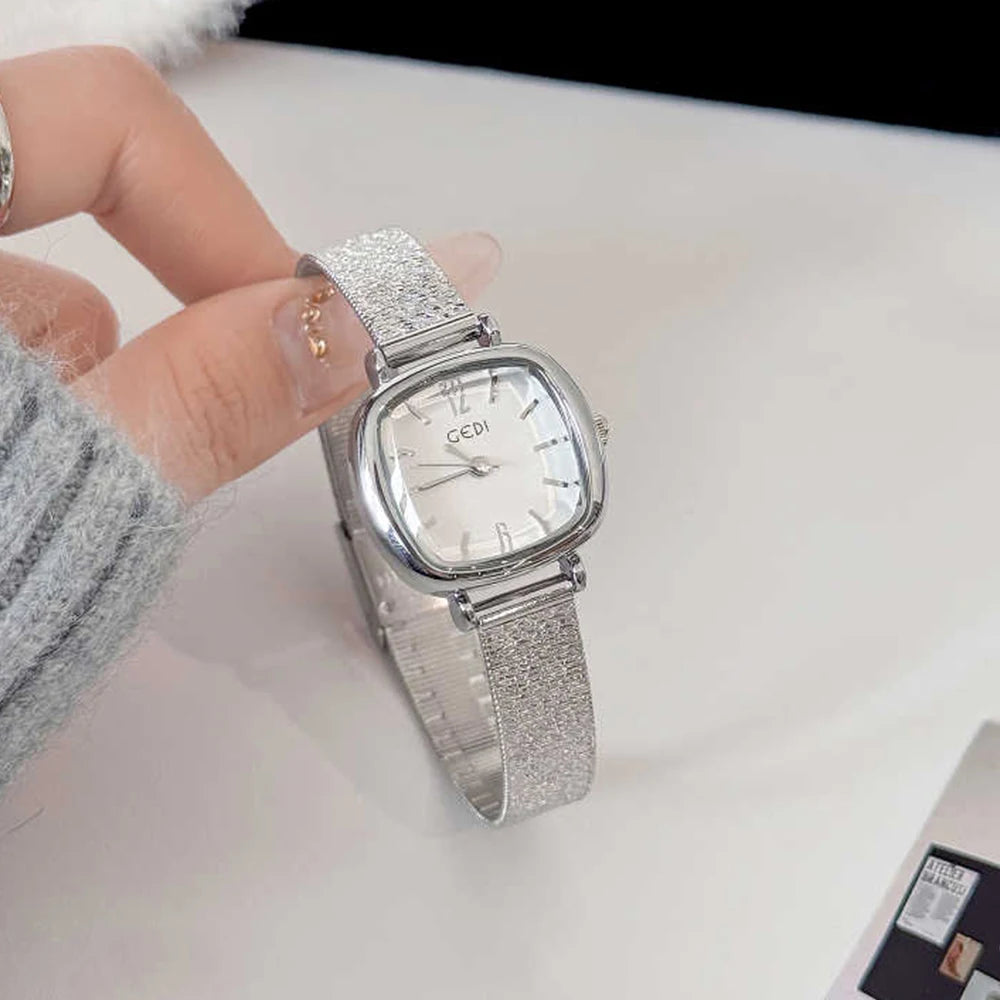 GEDI Golden Watch Light Luxury Quartz Stainless Steel Watch Casual Fashion Dress Temperament Waterproof Women's Wristwatches.