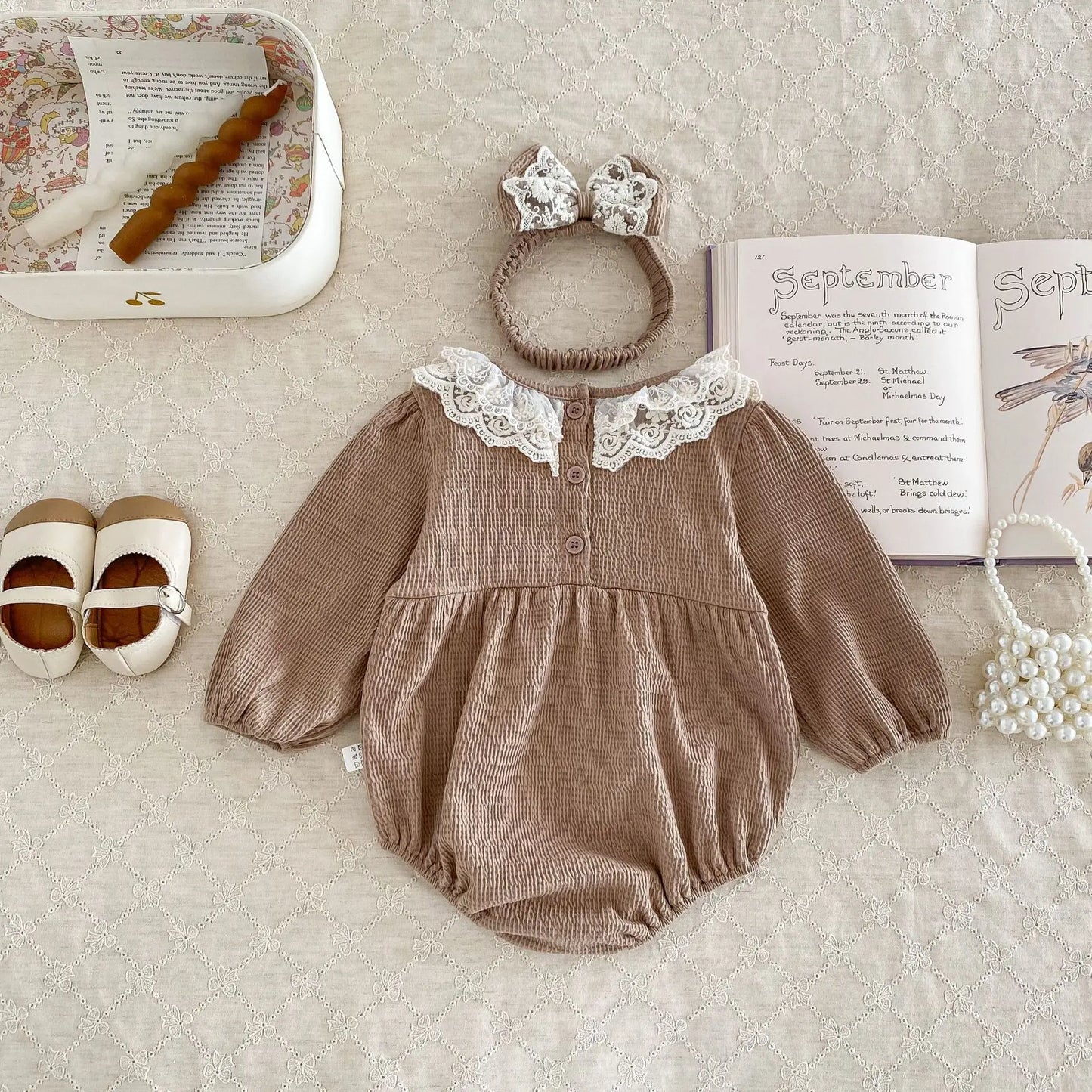 2PCS MILANCEL Frühling Baby Kleidung Spitze Kragen Säuglings Body Ein Stück Kleinkind Niedliche Prinzessin Outfit Kleidung für Neugeborene.