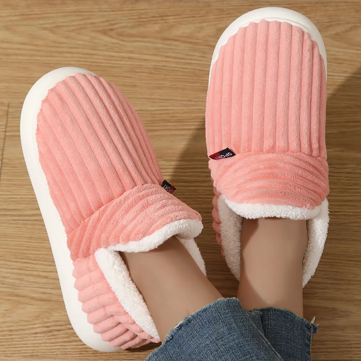 Bebealy New Winter Men Slippers Warm Cotton Shoes Men Indoor Fluffy Fuzzy Men Boots Outdoor Nonslip House Ankle Boots Shoes Men.