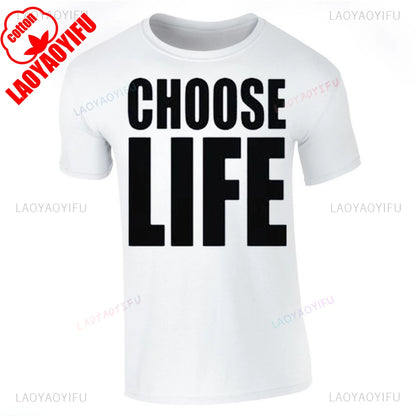 Choose Life Wham Retro 80s 80's Simple Letters T Shirt Woman Man Summer Music Festival High Quality Cotton Printed T-shirt.