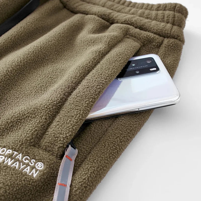 Men's Wool Sweatpants 2024 Winter New Thickened Double-Sided Fleece Casual Trousers Jogger Men's Outdoor Down Cotton Warm Pants.