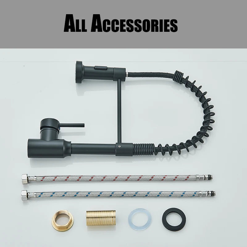 Spring Pull Down Kitchen Faucets Stream Spray Head Hot Cold Water Tap Stainless steel Rotation Kitchen Mixer Tap Crane