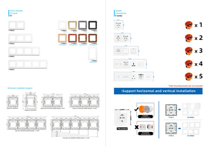 SRAN F6 Serie mehrere Rahmen schwarze Panel aus gehärtetem Glas, EU FR UN-Steckdosen und Schalter Dimmer-Lüfter-Fußlampe Rj45 RJ11Module DIY.