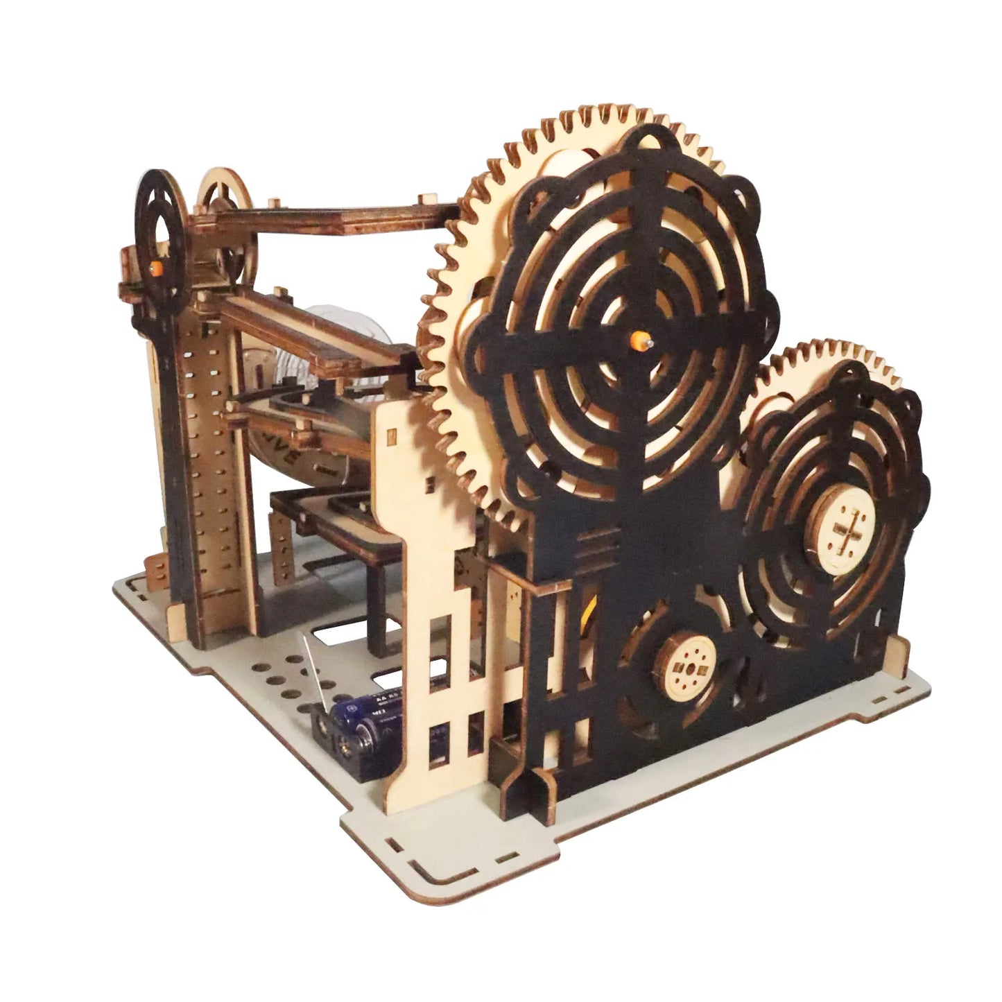 Electric 3D Wooden Puzzles Marble Run Model Kits  Brain Teaser Puzzle DIY handmade Christmas gift(Without battery).