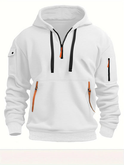 Neues Freizeithemd mit mehreren Taschen und Reißverschluss, Fleece-Kapuze für Damen und Herren, Übergröße, lockerer Pullover, modisches Sweatshirt-Oberteil, warmer Kapuzenpullover.