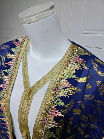 Muslim Abaya 3 Piece Set Women Party Dresses Cardigan Robe Sashes Suit Bronzing Jalabiya Ramadan Morocco Dubai Kaftan Vestidos