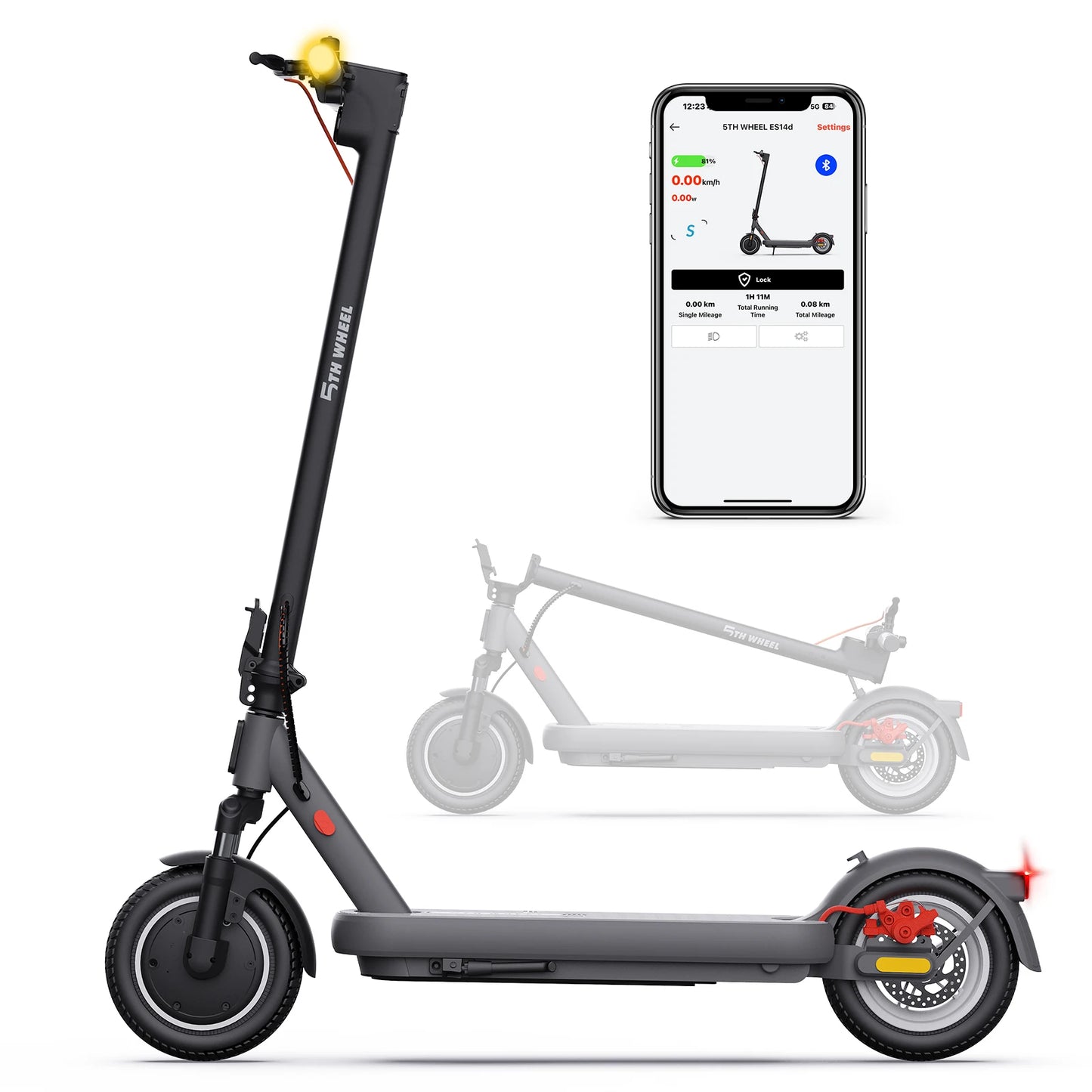 5TH WHEEL ES14 （ABE)Adult E-Scooter 400W Motor 48V 7.5AH Battery City Electric Scooter 10" Solid Tires Foldable EScooter.