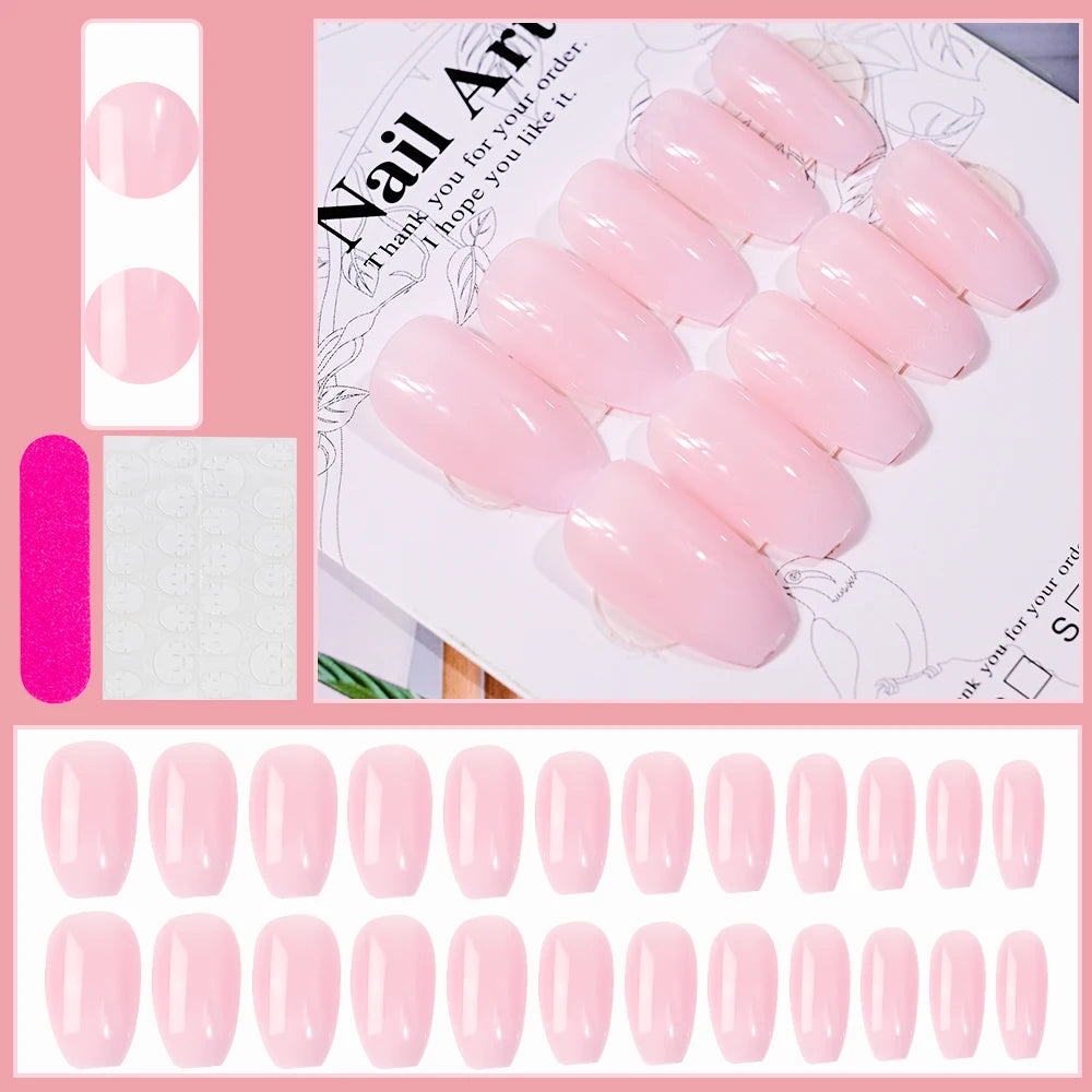 24Pcs White French Press On Nails 3D Bow Design Full Cover Wearable False Nails Short Square Head Ballet Fake Nails For Women.