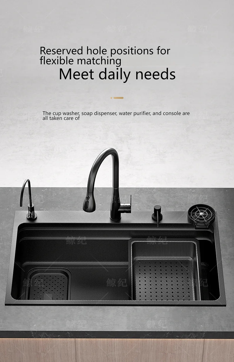 Stainless Steel Kitchen Sink Gray Household Large Single Slot Wash Vegetables and Dish Basin Multifunctional Dish Basin Sink