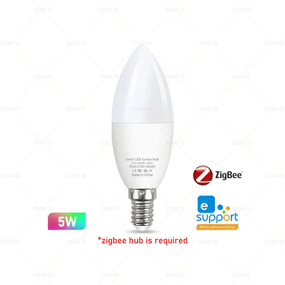 Smart WiFi Zigbee LED Glühbirne Dimmbar E27 E14 GU10 RGBCW 3000-6000K LED Kerze Lampe Für Ewelink APP Alexa Google Hause Yandex.